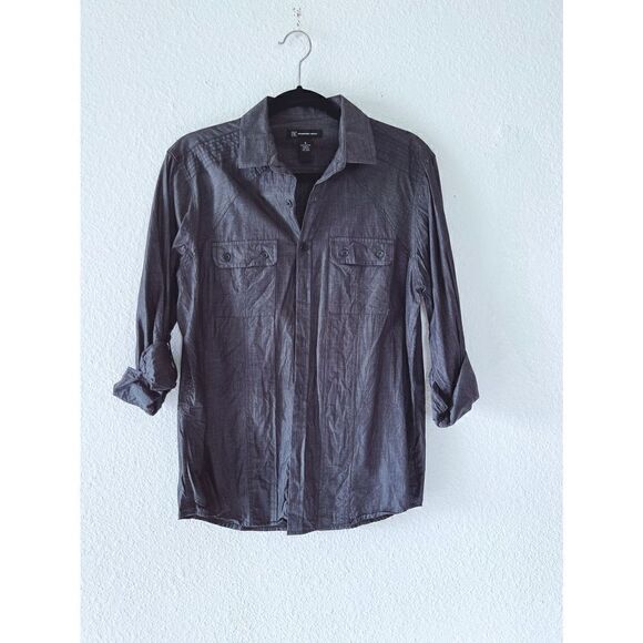 INC Button Down Dark Grey Dress Shirt - Picture 1 of 5